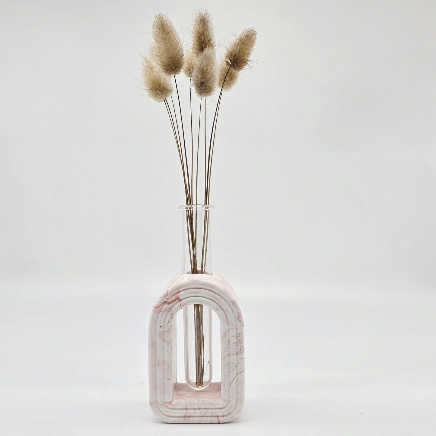 Mini Arch Vase - White and Magenta Marble