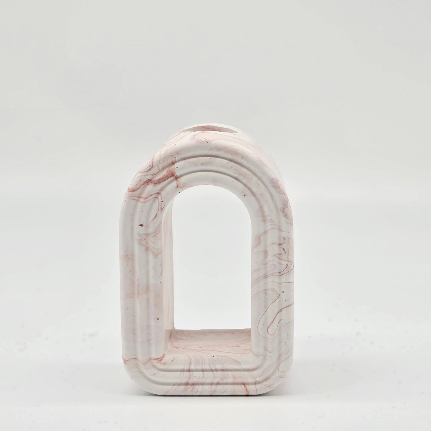 Mini Arch Vase - White and Magenta Marble