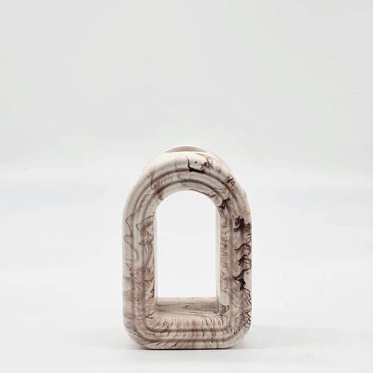 Brown and white marble Arch vase