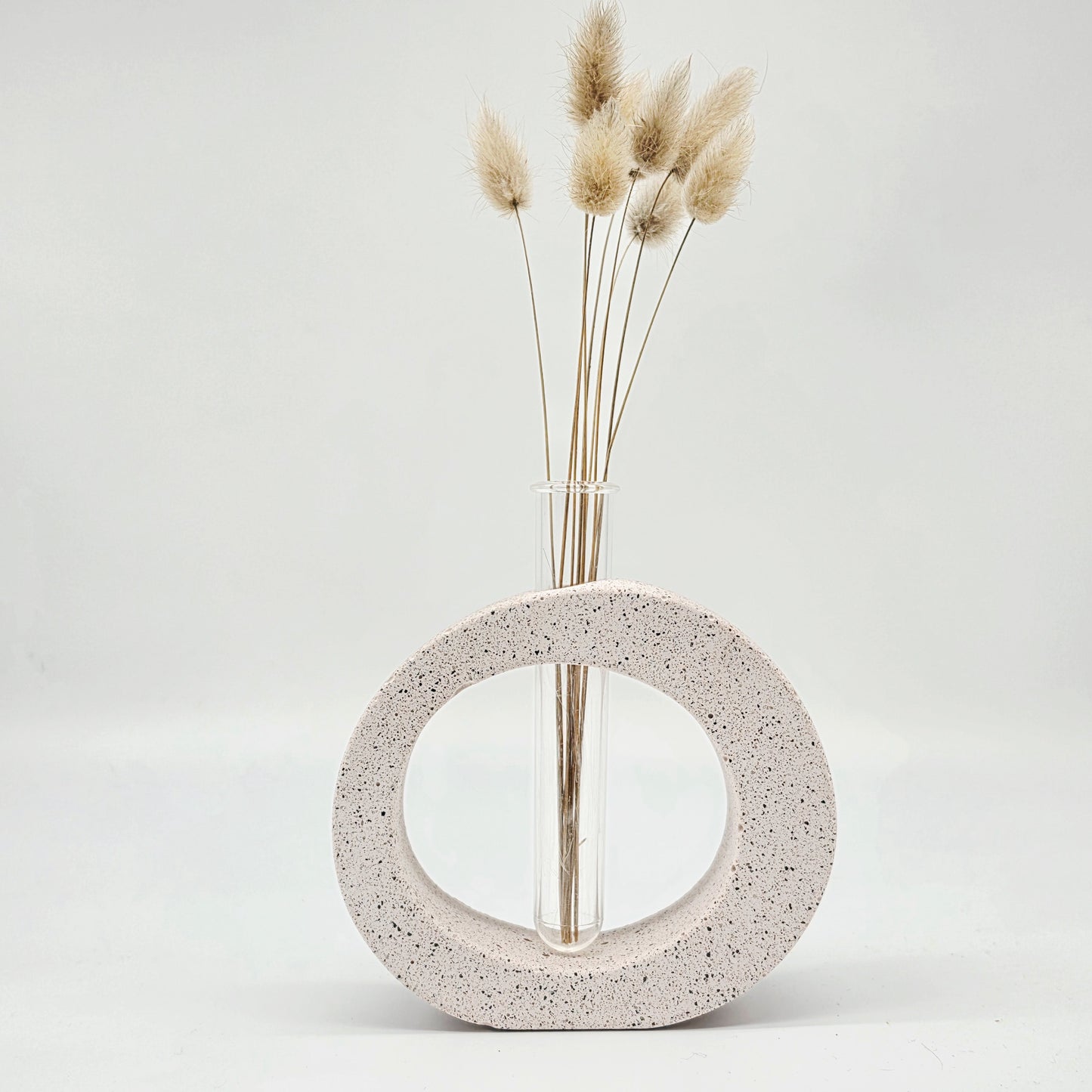 Pink Silver Grey Granite Round Vase