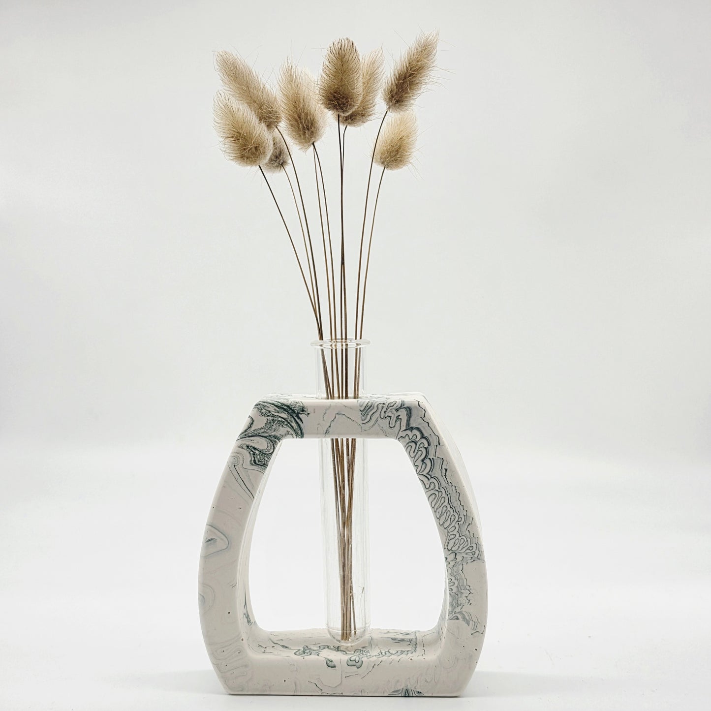 Sage and white marble Geometric vase