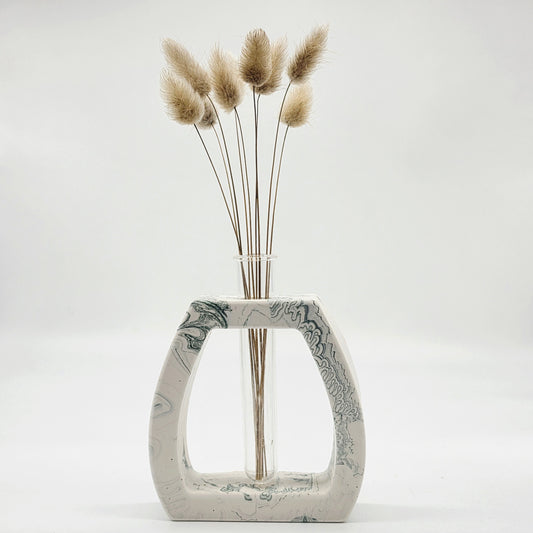 Small Nordic Vase - White and Sage Marble